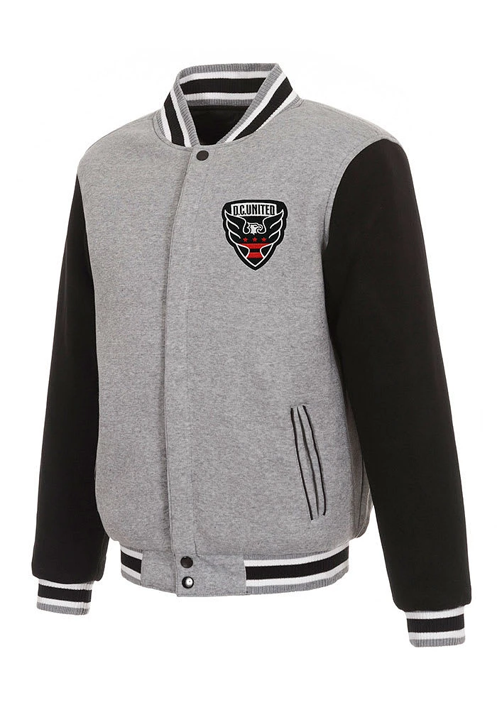 DC United Mens Grey Reversible Fleece Medium Weight Jacket