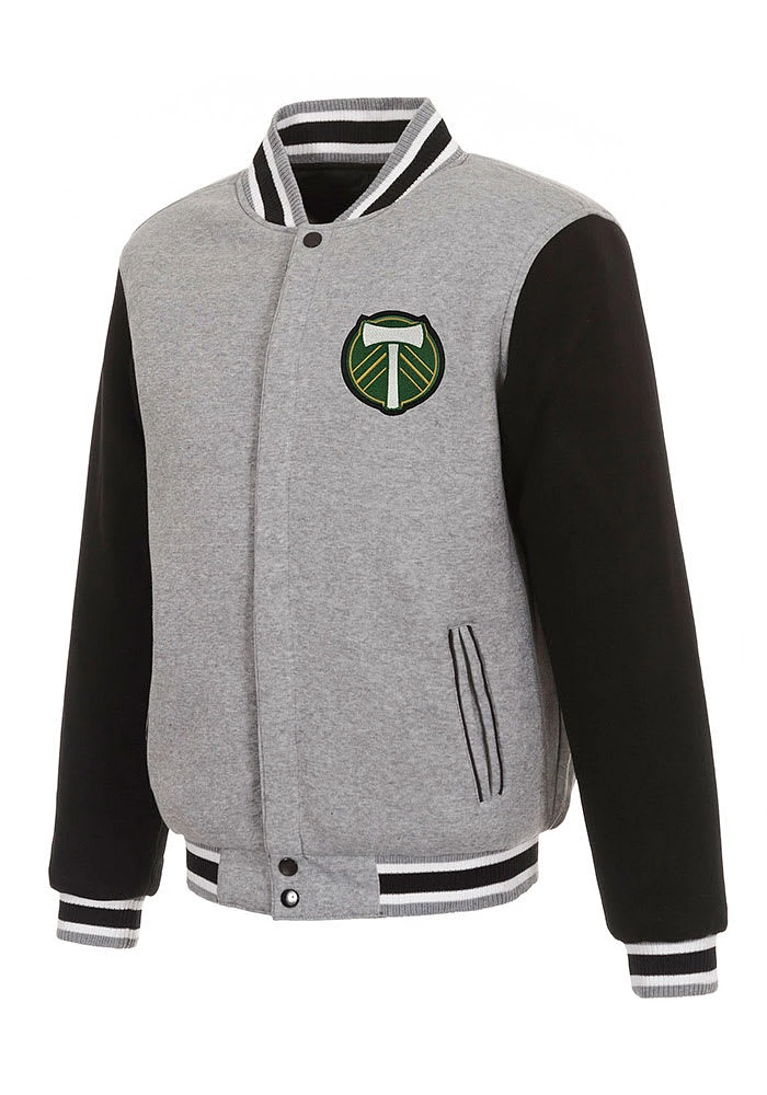 Portland Timbers Mens Grey Reversible Fleece Medium Weight Jacket