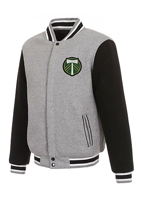 Portland Timbers Mens Grey Reversible Fleece Medium Weight Jacket
