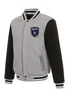 San Jose Earthquakes Mens Grey Reversible Fleece Medium Weight Jacket