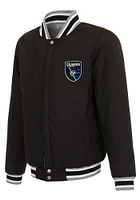 San Jose Earthquakes Mens Grey Reversible Fleece Medium Weight Jacket