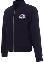 Colorado Avalanche Womens Navy Blue Reversible Fleece Zip Up Medium Weight Jacket