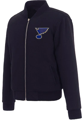 St Louis Blues Womens Navy Blue Reversible Fleece Zip Up Medium Weight Jacket