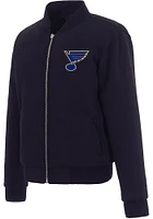 St Louis Blues Womens Navy Blue Reversible Fleece Zip Up Medium Weight Jacket