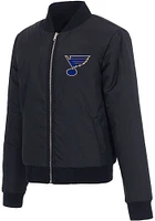 St Louis Blues Womens Navy Blue Reversible Fleece Zip Up Medium Weight Jacket