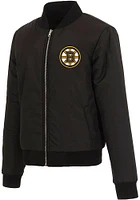 Boston Bruins Womens Black Reversible Fleece Zip Up Medium Weight Jacket