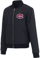 Montreal Canadiens Womens Black Reversible Fleece Zip Up Medium Weight Jacket