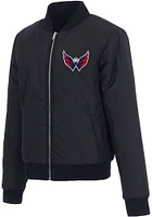 Washington Capitals Womens Navy Blue Reversible Fleece Zip Up Medium Weight Jacket