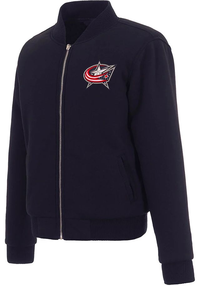 Columbus Blue Jackets Womens Navy Reversible Fleece Zip Up Medium Weight Jacket