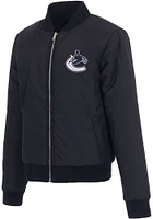 Vancouver Canucks Womens Navy Blue Reversible Fleece Zip Up Medium Weight Jacket