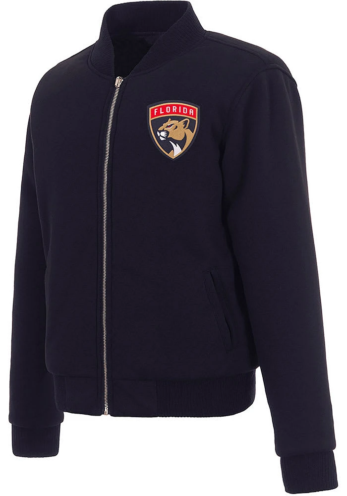 Florida Panthers Womens Navy Blue Reversible Fleece Zip Up Medium Weight Jacket