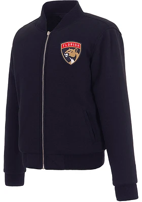 Florida Panthers Womens Navy Blue Reversible Fleece Zip Up Medium Weight Jacket
