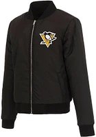Pittsburgh Penguins Womens Black Reversible Fleece Zip Up Medium Weight Jacket