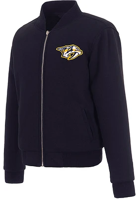 Nashville Predators Womens Navy Blue Reversible Fleece Zip Up Medium Weight Jacket