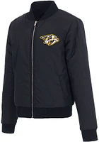 Nashville Predators Womens Navy Blue Reversible Fleece Zip Up Medium Weight Jacket