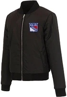 New York Rangers Womens Black Reversible Fleece Zip Up Medium Weight Jacket