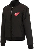 Detroit Red Wings Womens Black Reversible Fleece Zip Up Medium Weight Jacket