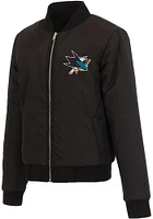 San Jose Sharks Womens Black Reversible Fleece Zip Up Medium Weight Jacket
