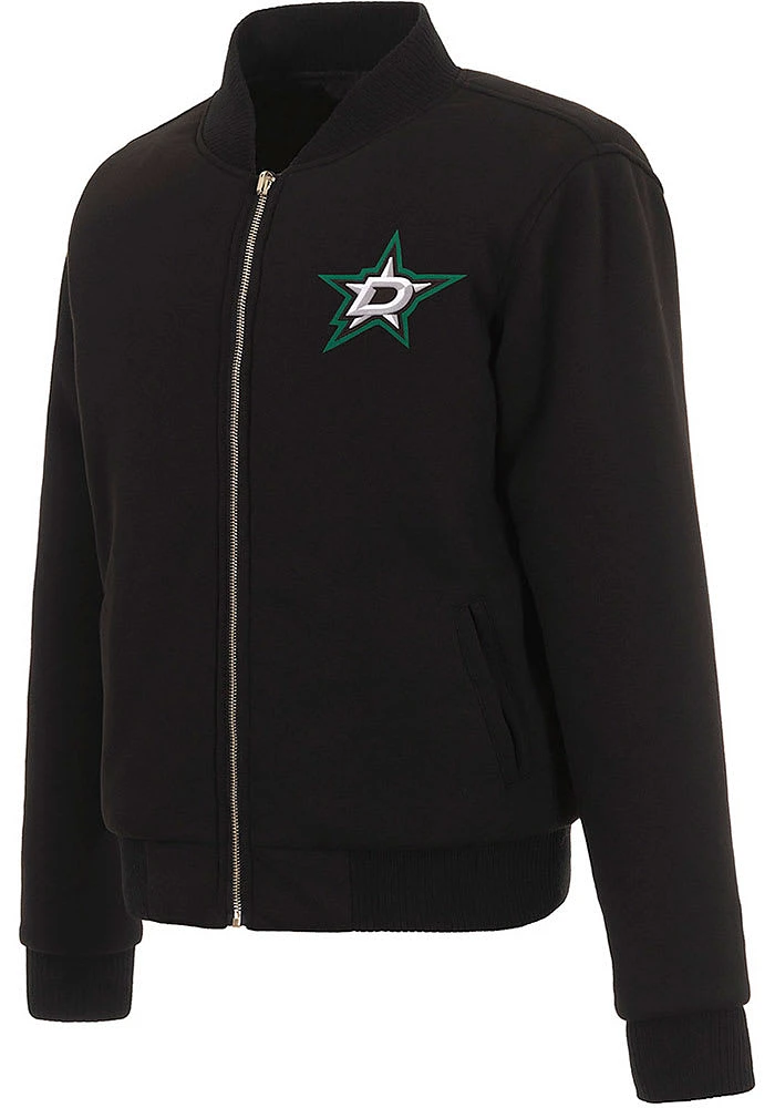 Dallas Stars Womens Black Reversible Fleece Zip Up Medium Weight Jacket