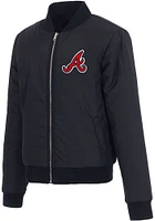 Atlanta Braves Womens Navy Blue Reversible Fleece Zip Up Medium Weight Jacket