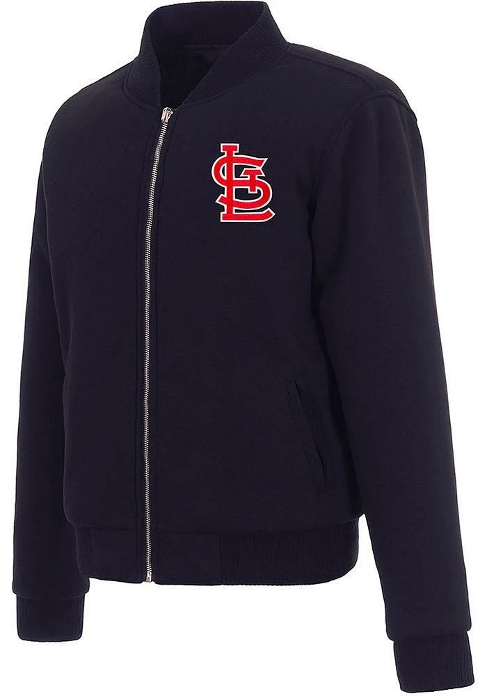 St Louis Cardinals Womens Navy Blue Reversible Fleece Zip Up Medium Weight Jacket