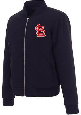St Louis Cardinals Womens Navy Blue Reversible Fleece Zip Up Medium Weight Jacket