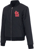 St Louis Cardinals Womens Navy Blue Reversible Fleece Zip Up Medium Weight Jacket