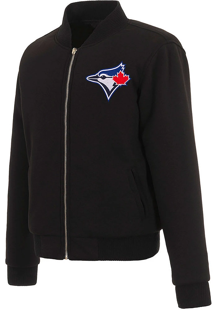 Toronto Blue Jays Womens Black Reversible Fleece Zip Up Medium Weight Jacket
