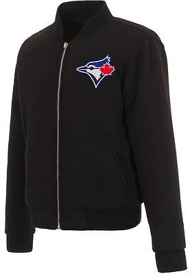 Toronto Blue Jays Womens Black Reversible Fleece Zip Up Medium Weight Jacket