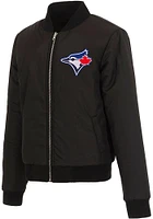 Toronto Blue Jays Womens Black Reversible Fleece Zip Up Medium Weight Jacket