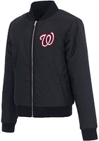 Washington Nationals Womens Navy Blue Reversible Fleece Zip Up Medium Weight Jacket