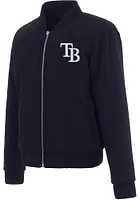 Tampa Bay Rays Womens Navy Blue Reversible Fleece Zip Up Medium Weight Jacket