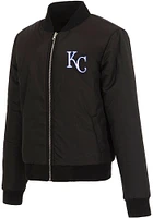 Kansas City Royals Womens Black Reversible Fleece Zip Up Medium Weight Jacket