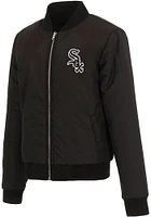 Chicago White Sox Womens Black Reversible Fleece Zip Up Medium Weight Jacket