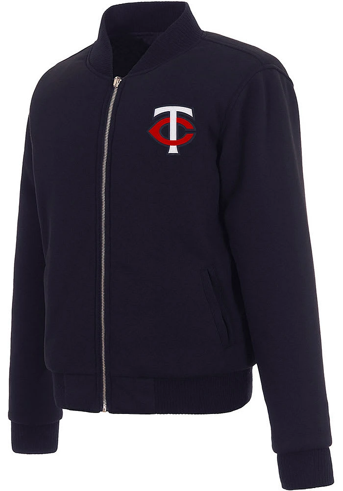 Minnesota Twins Womens Navy Blue Reversible Fleece Zip Up Medium Weight Jacket