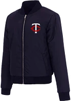 Minnesota Twins Womens Navy Blue Reversible Fleece Zip Up Medium Weight Jacket