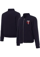 Minnesota Twins Womens Navy Blue Reversible Fleece Zip Up Medium Weight Jacket