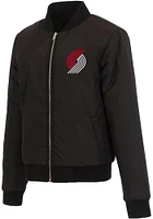 Portland Trail Blazers Womens Black Reversible Fleece Zip Up Medium Weight Jacket