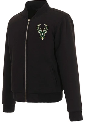 Milwaukee Bucks Womens Black Reversible Fleece Zip Up Medium Weight Jacket