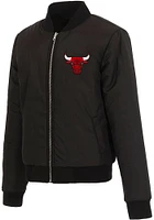 Chicago Bulls Womens Black Reversible Fleece Zip Up Medium Weight Jacket