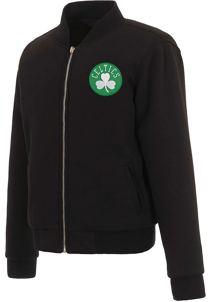 Boston Celtics Womens Black Reversible Fleece Zip Up Medium Weight Jacket