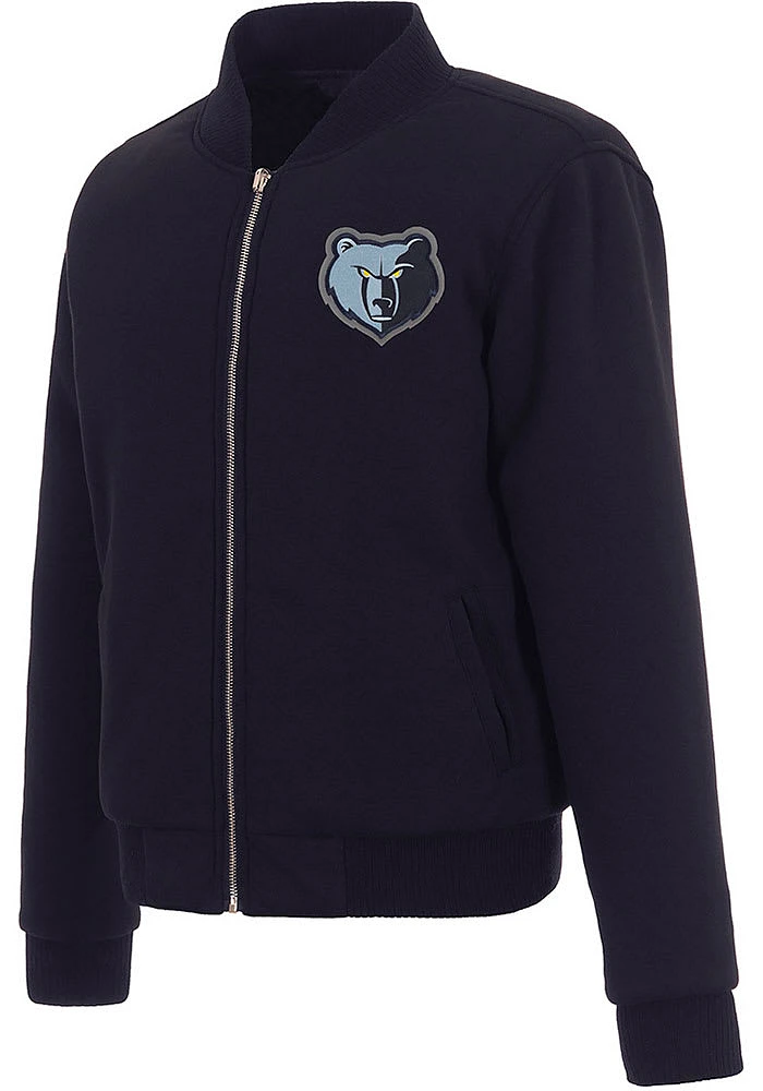 Memphis Grizzlies Womens Navy Blue Reversible Fleece Zip Up Medium Weight Jacket