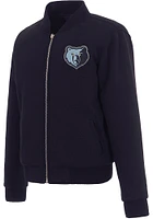 Memphis Grizzlies Womens Navy Blue Reversible Fleece Zip Up Medium Weight Jacket