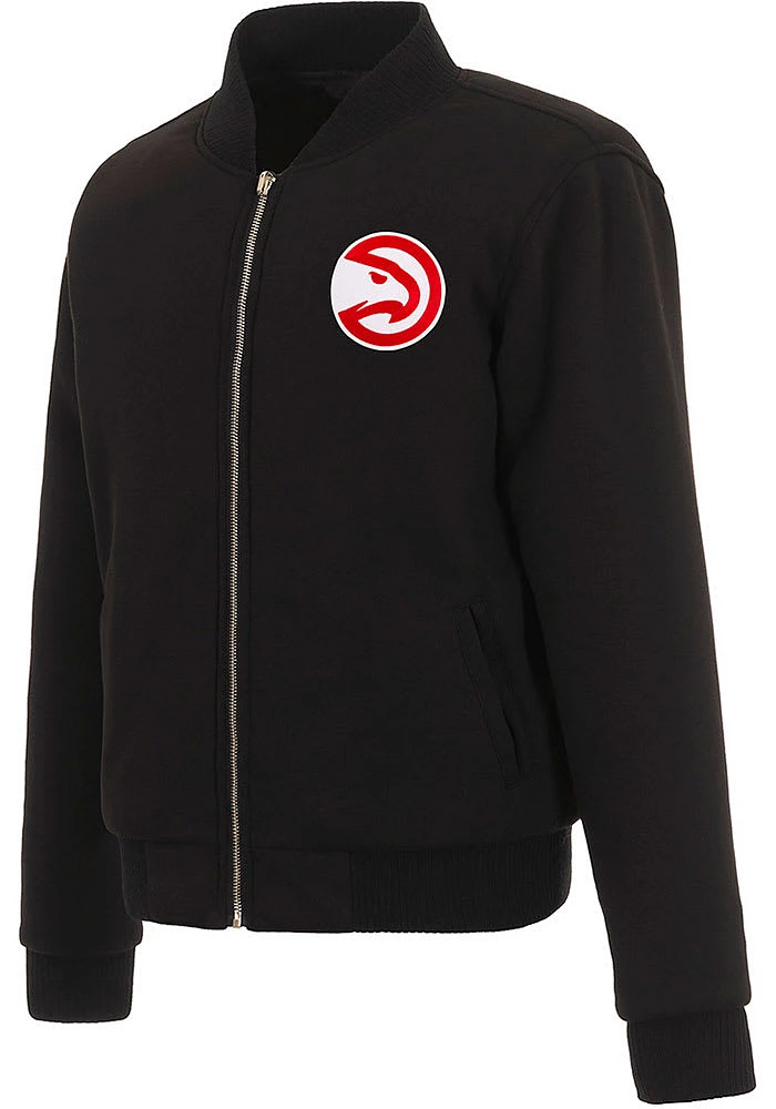Atlanta Hawks Womens Black Reversible Fleece Zip Up Medium Weight Jacket