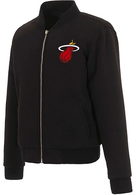 Miami Heat Womens Black Reversible Fleece Zip Up Medium Weight Jacket