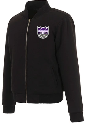 Sacramento Kings Womens Black Reversible Fleece Zip Up Medium Weight Jacket