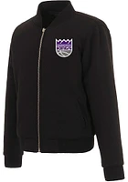 Sacramento Kings Womens Black Reversible Fleece Zip Up Medium Weight Jacket
