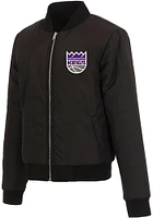 Sacramento Kings Womens Black Reversible Fleece Zip Up Medium Weight Jacket