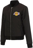 Los Angeles Lakers Womens Black Reversible Fleece Zip Up Medium Weight Jacket