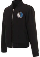 Dallas Mavericks Womens Black Reversible Fleece Zip Up Medium Weight Jacket
